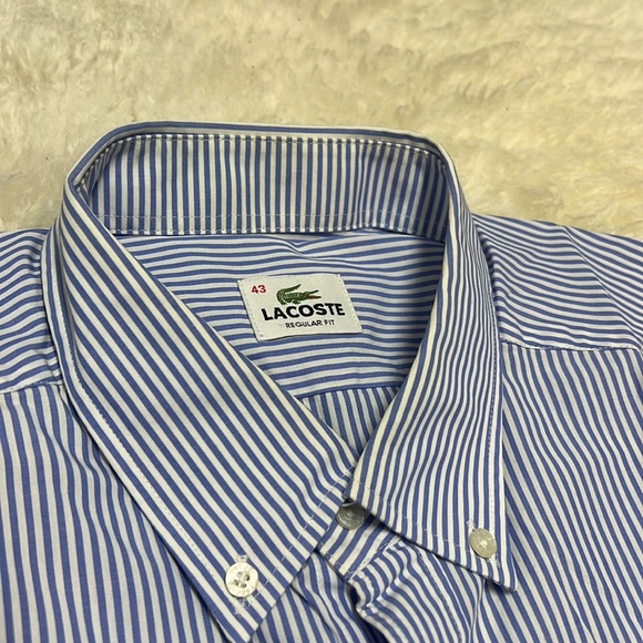 Lacoste Mens Button Down Short Sleeve Stripe Shirt - Picture 4 of 5